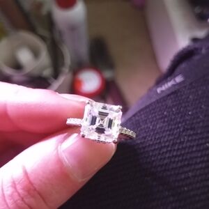 Real 925 Solid Sterling Silver Ring With Real 2Carat Princess Cut Diamond